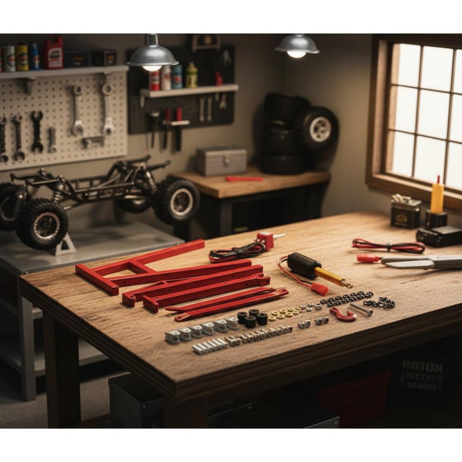 Rc Hobby Garage - 1/10 스케일 차고 세트 취미용 전시