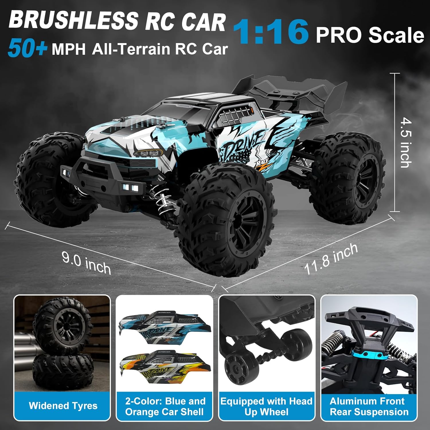 브러시리스 RC 몬스터 트럭 1:16 스케일 - 고속  - Rc Hobby Grade Monster Truck 리뷰 및 가격